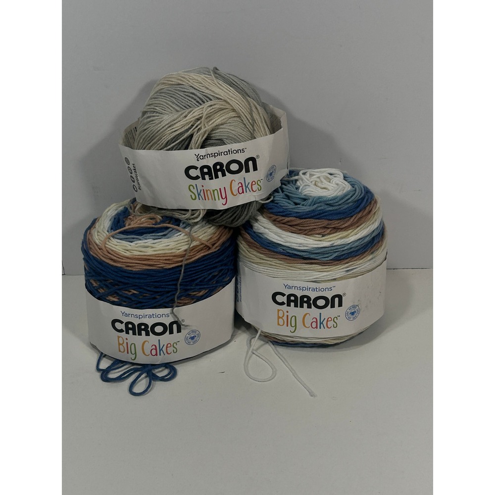 Caron Big Cakes Blueberry Scone & Skinny Cakes Baked Alaska Yarn Lot of 3